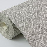 Hui Grey Paper Weave Grasscloth Wallpaper with Diamond Geometric Weave - A?Street Prints 2972-86146