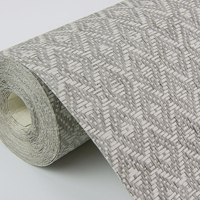 Hui Grey Paper Weave Grasscloth Wallpaper with Diamond Geometric Weave - A?Street Prints 2972-86146