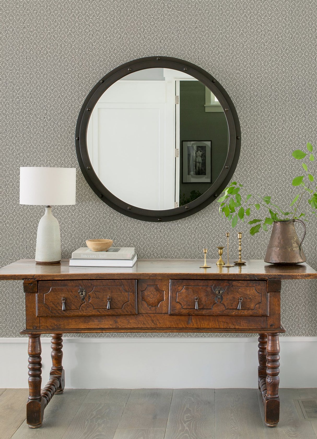 Hui Grey Paper Weave Grasscloth Wallpaper with Diamond Geometric Weave - A?Street Prints 2972-86146