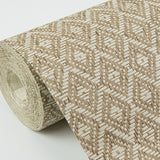 Hui Light Brown Paper Weave Grasscloth Wallpaper with Geometric Diamond Pattern - A-Street Prints 2972-86147