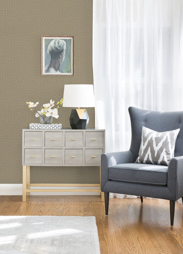 Hui Light Brown Paper Weave Grasscloth Wallpaper with Geometric Diamond Pattern - A-Street Prints 2972-86147