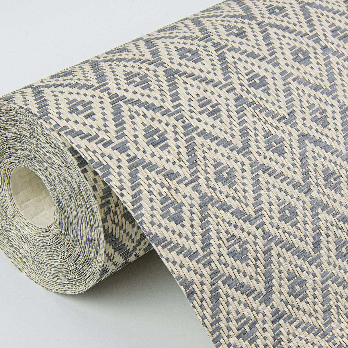 Hui Denim Paper Weave Grasscloth Wallpaper with Geometric Diamond Pattern, Bohemian Style - A-Street Prints 2972-86148