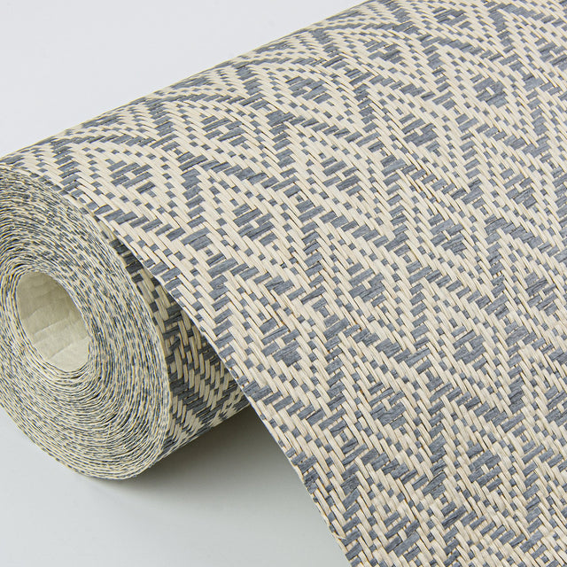 Hui Denim Paper Weave Grasscloth Wallpaper with Geometric Diamond Pattern, Bohemian Style - A-Street Prints 2972-86148