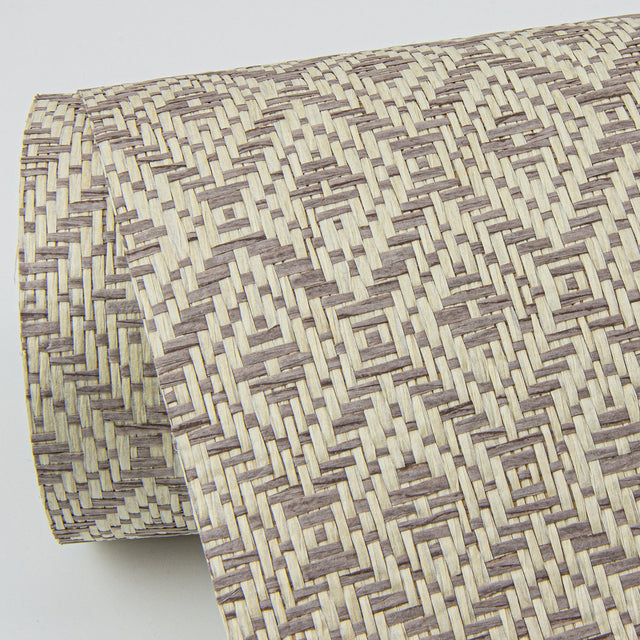 Hui Mauve Paper Weave Grasscloth Wallpaper with Geometric Diamond Weave - A-Street Prints 2972-86149