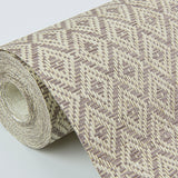 Hui Mauve Paper Weave Grasscloth Wallpaper with Geometric Diamond Weave - A-Street Prints 2972-86149