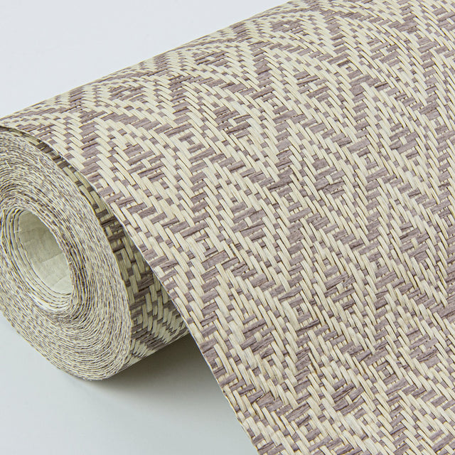 Hui Mauve Paper Weave Grasscloth Wallpaper with Geometric Diamond Weave - A-Street Prints 2972-86149