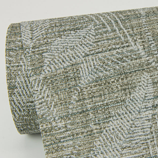 Lei Jade Leaf Wallpaper with Botanical Faux Linen Pattern - Brewster 2972-86151