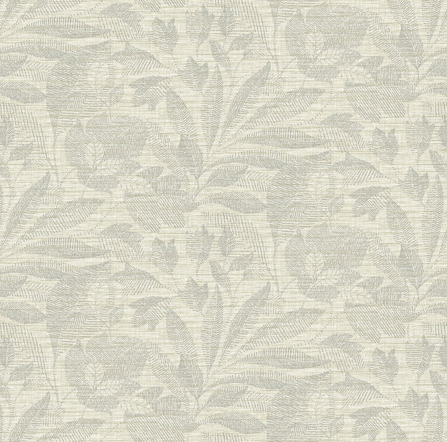 Lei Silver Leaf Wallpaper with Botanical Linen-Look Motif - A-Street Prints 2972-86152