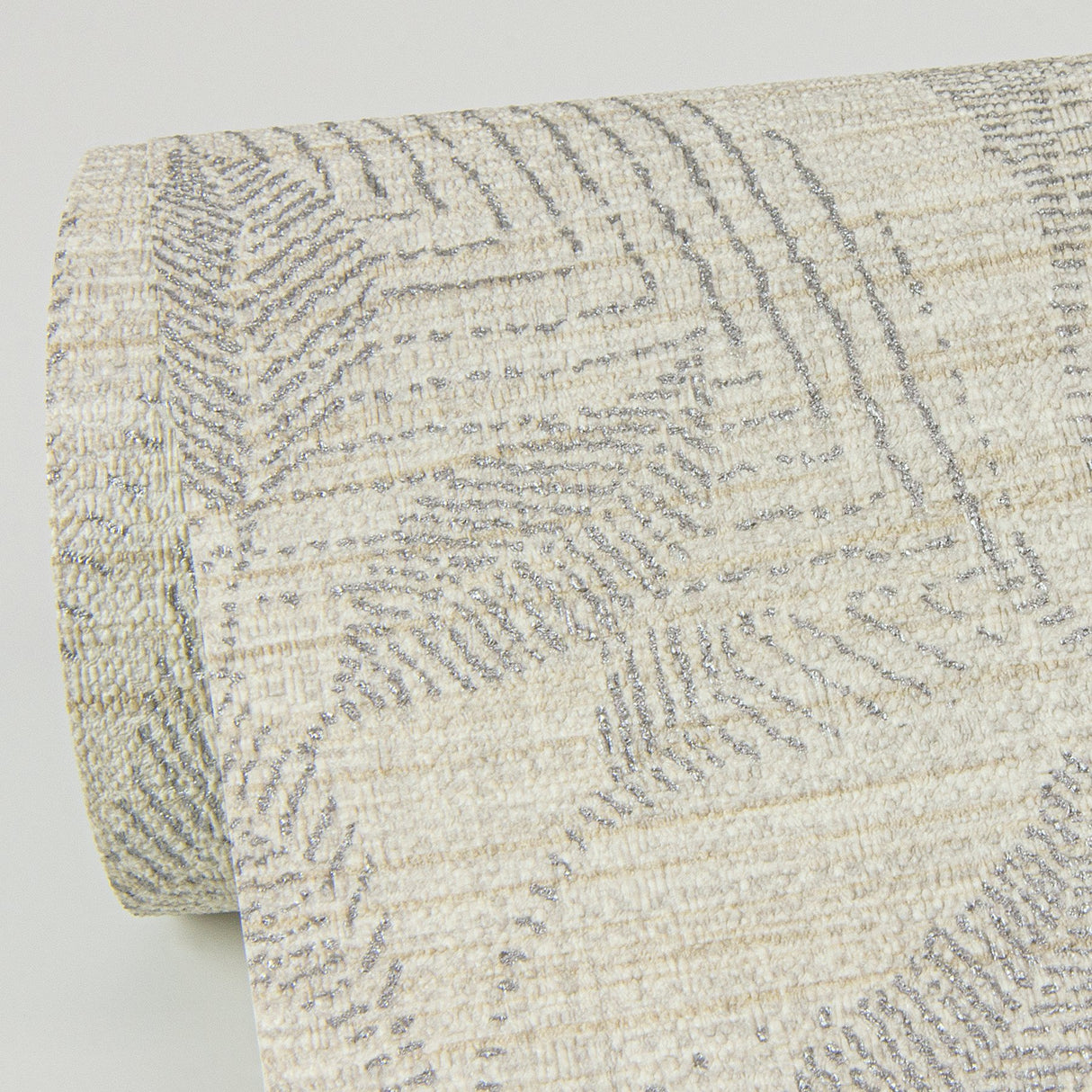 Lei Silver Leaf Wallpaper with Botanical Linen-Look Motif - A-Street Prints 2972-86152