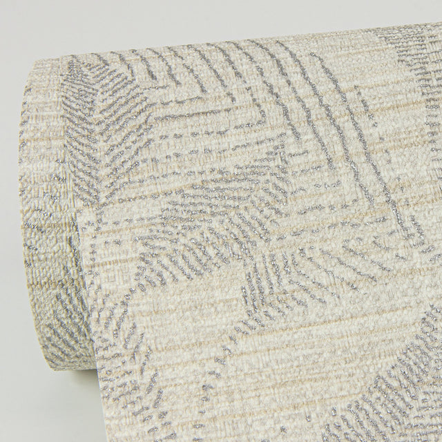 Lei Silver Leaf Wallpaper with Botanical Linen-Look Motif - A-Street Prints 2972-86152