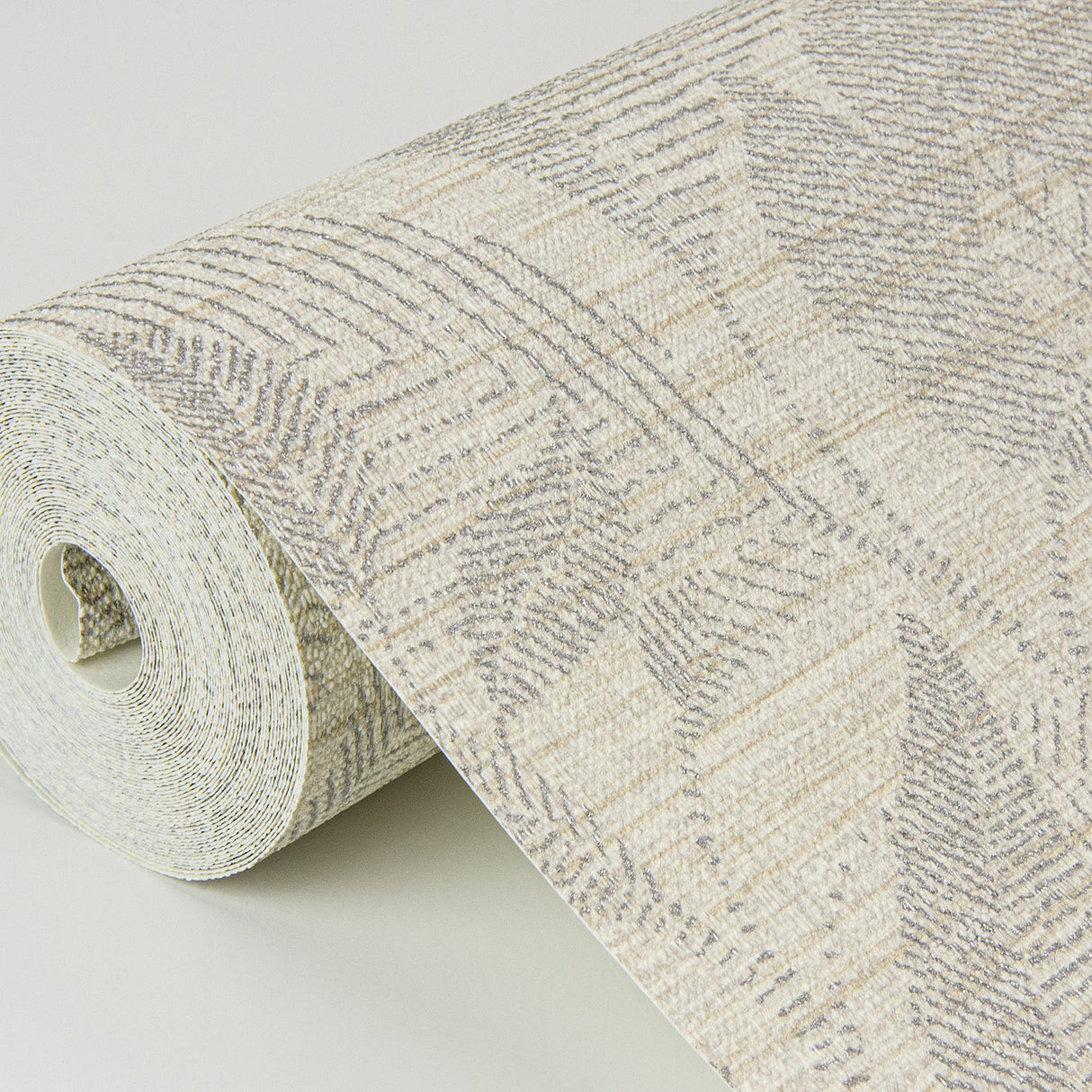 Lei Silver Leaf Wallpaper with Botanical Linen-Look Motif - A-Street Prints 2972-86152