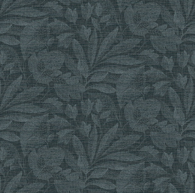 Lei Navy Leaf Wallpaper with Botanical Farmhouse Style - A?Street Prints 2972-86153