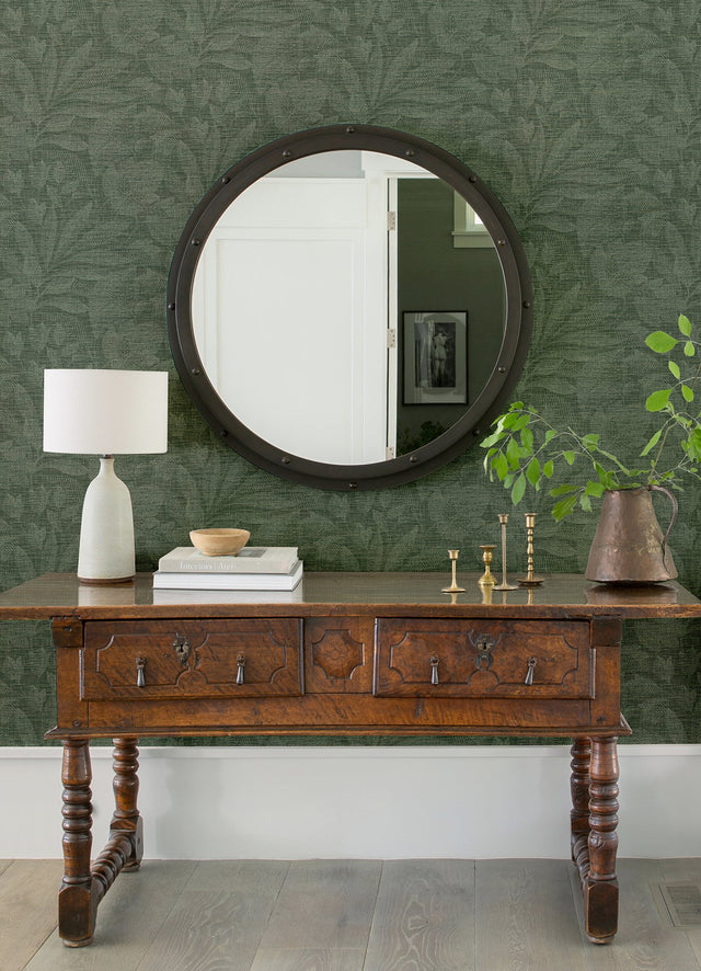 Lei Green Leaf Wallpaper with Botanical Leaf Pattern, Farmhouse Style - A-Street Prints 2972-86154