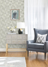 Ting Sage Lattice Wallpaper with Modern Abstract Woven Lattice Pattern - A-Street Prints 2972-86159
