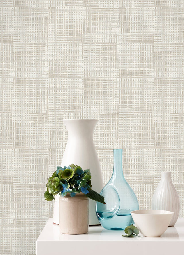 Ting Cream Lattice Wallpaper with Modern Abstract Lattice Pattern - A-Street Prints 2972-86161