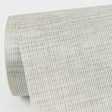 Yawen Silver String Wallpaper in Silver with Fabric & Woven Textures Modern Style - Brewster 2972-86171