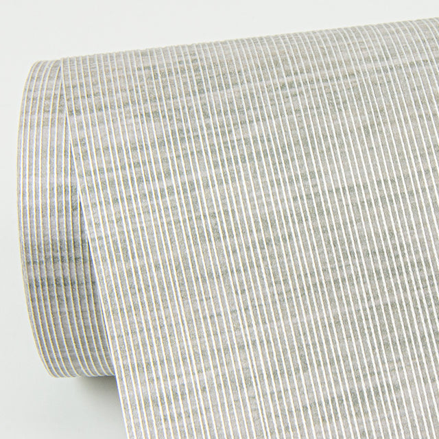Yawen Silver String Wallpaper in Silver with Fabric & Woven Textures Modern Style - Brewster 2972-86171