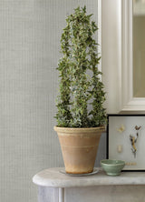 Yawen Silver String Wallpaper in Silver with Fabric & Woven Textures Modern Style - Brewster 2972-86171