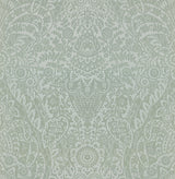 Maris Silver Flock Damask Wallpaper with Botanical Damask in Glam Style - 2973-87366