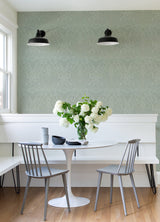 Maris Silver Flock Damask Wallpaper with Botanical Damask in Glam Style - 2973-87366