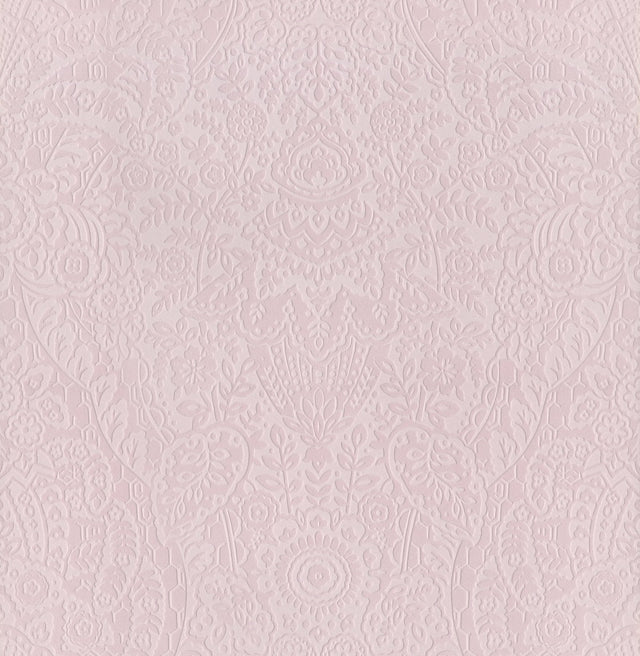 Maris Pink Flock Damask Wallpaper with Botanical Glam Motif - A-Street Prints 2973-87368