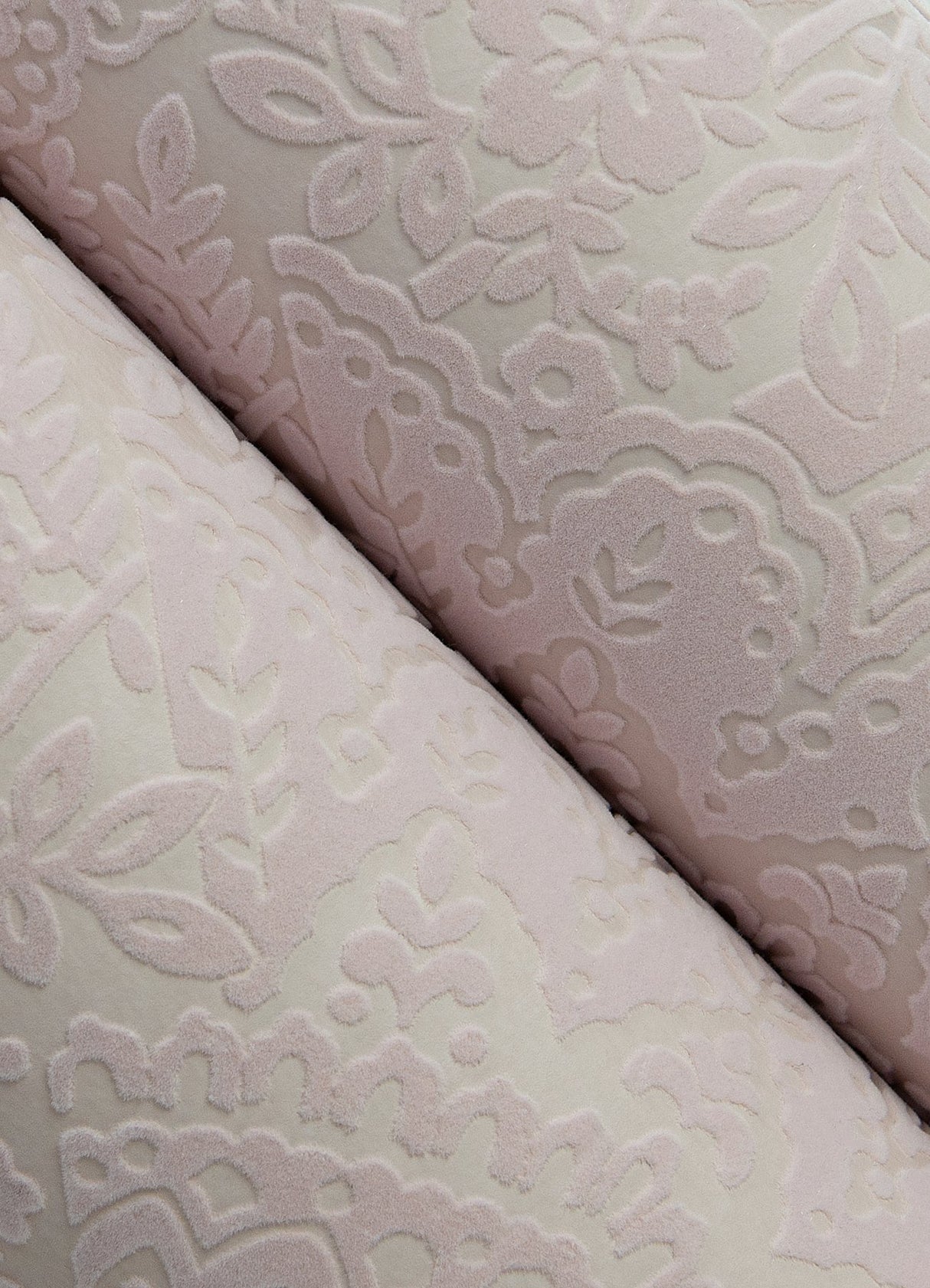 Maris Pink Flock Damask Wallpaper with Botanical Glam Motif - A-Street Prints 2973-87368