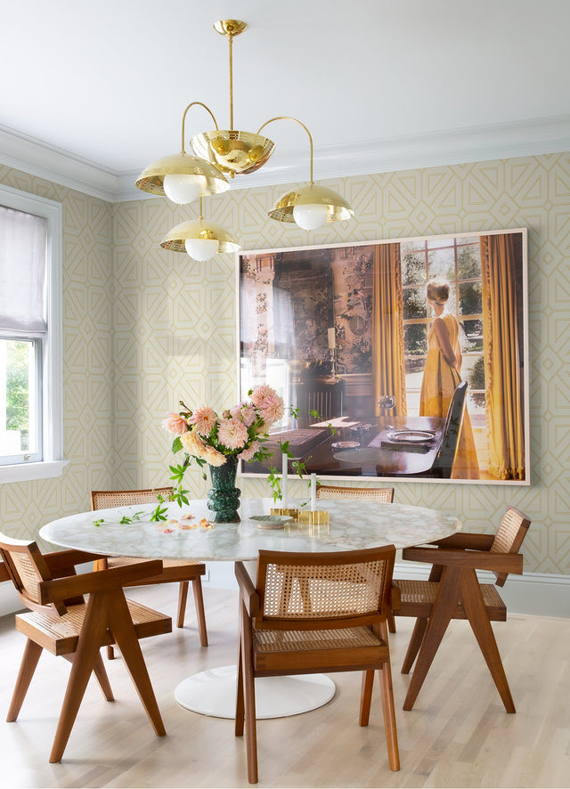 Voltaire Gold Beaded Geometric Wallpaper with Glam Metallic Dot Grid - A-Street Prints 2973-87370