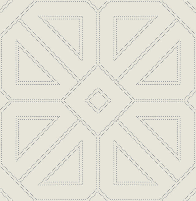 Voltaire Grey Beaded Geometric Wallpaper with Glam Metallic Dotted Geometric Pattern - A-Street Prints 2973-87371