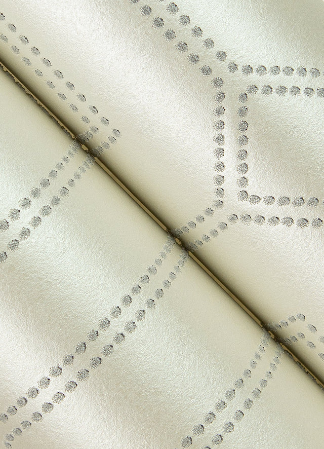 Voltaire Grey Beaded Geometric Wallpaper with Glam Metallic Dotted Geometric Pattern - A-Street Prints 2973-87371