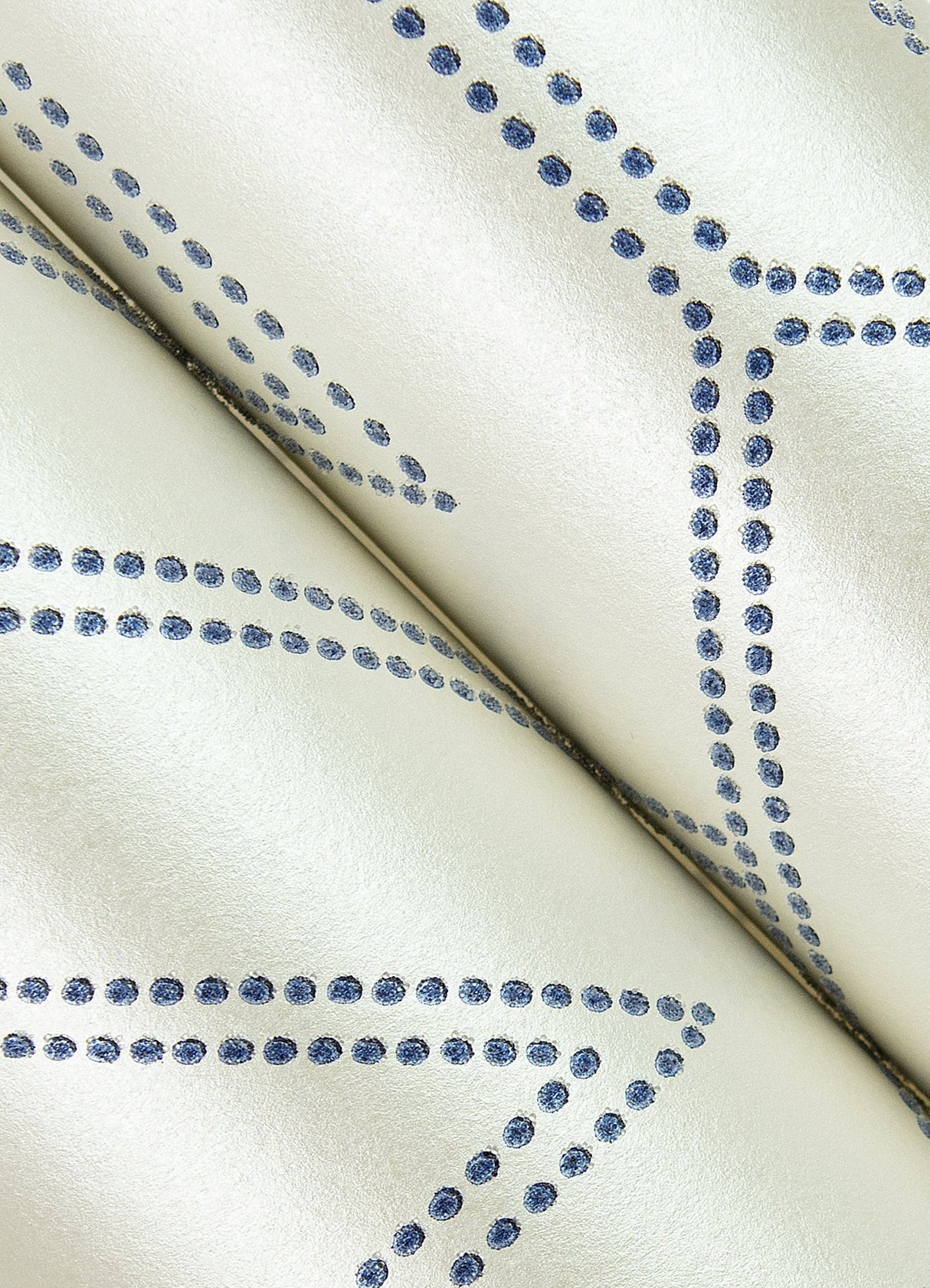 Voltaire Indigo Beaded Geometric Wallpaper with Metallic Beaded Graphic Geometric Motif - A-Street Prints 2973-87372