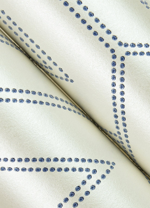 Voltaire Indigo Beaded Geometric Wallpaper with Metallic Beaded Graphic Geometric Motif - A-Street Prints 2973-87372