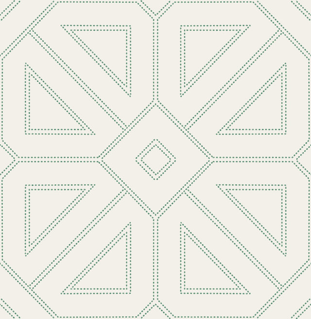 Voltaire Green Beaded Geometric Wallpaper with Metallic Glam Geometric Pattern - A-Street Prints 2973-87373