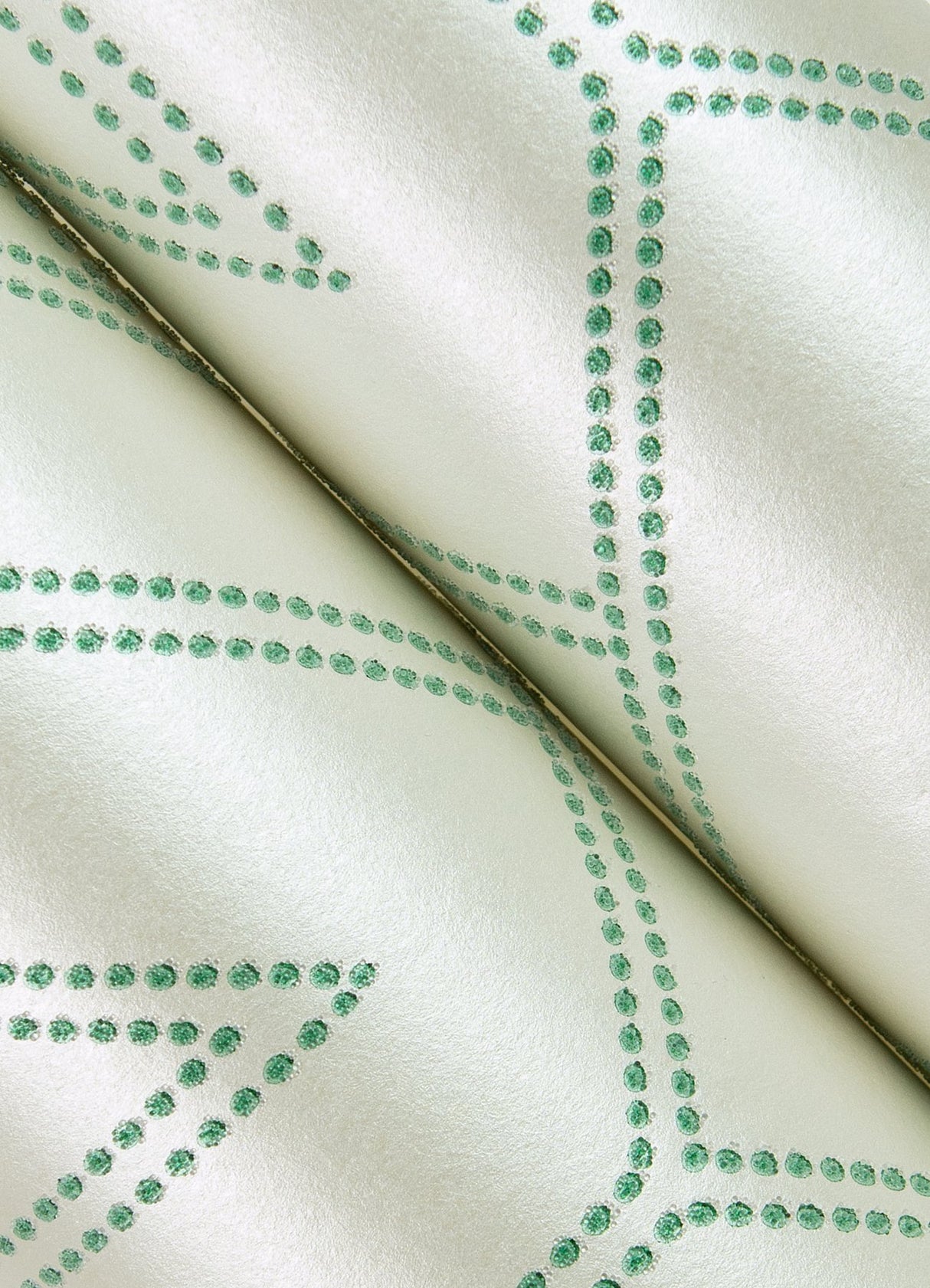 Voltaire Green Beaded Geometric Wallpaper with Metallic Glam Geometric Pattern - A-Street Prints 2973-87373