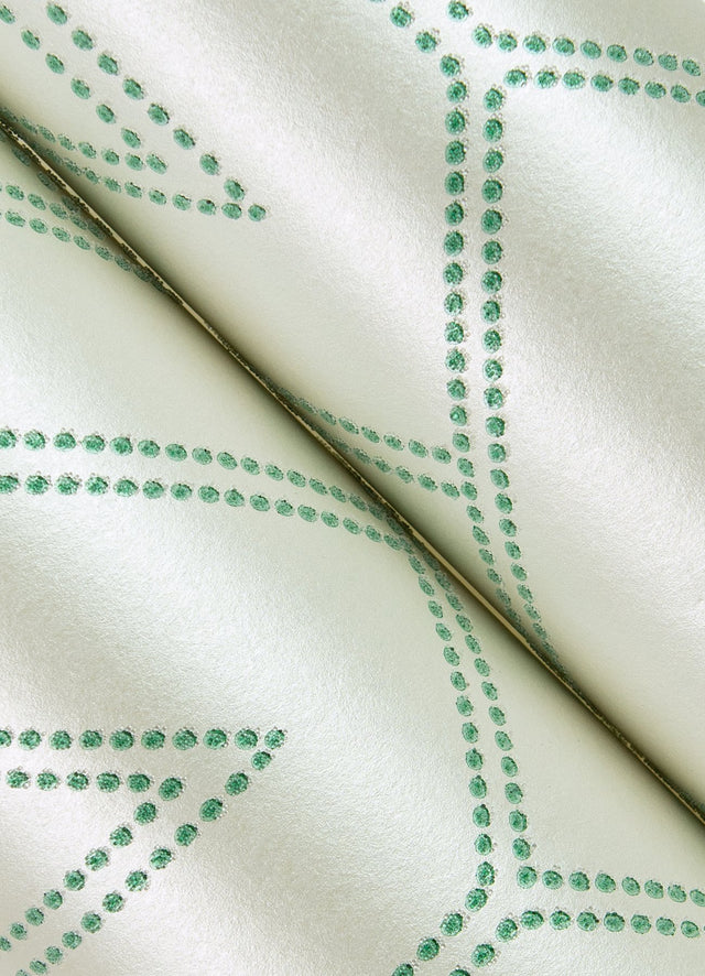 Voltaire Green Beaded Geometric Wallpaper with Metallic Glam Geometric Pattern - A-Street Prints 2973-87373