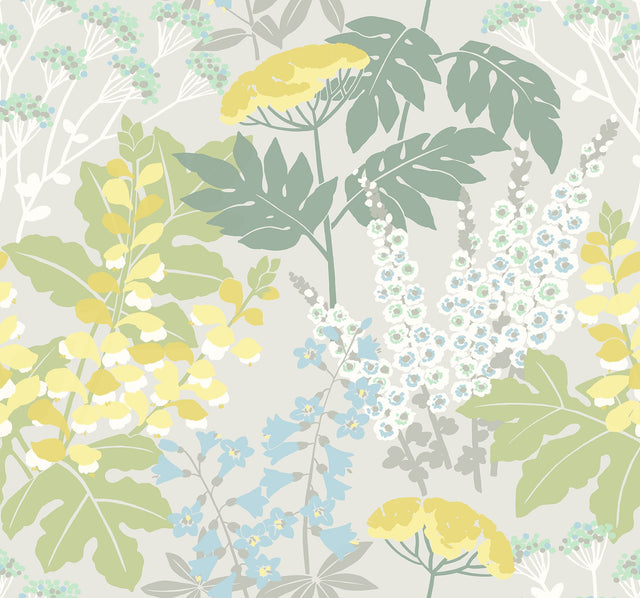 Brie Pastel Forest Flowers Wallpaper with Modern Botanical Pattern - A-Street Prints 2973-90009