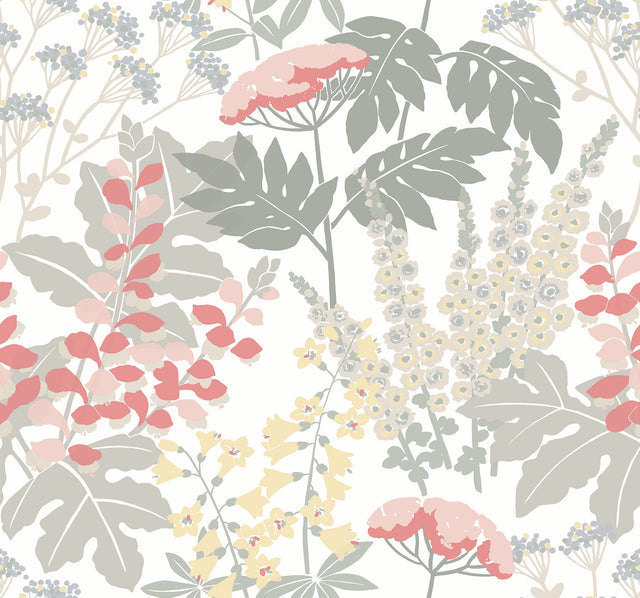 Brie Pink Forest Flowers Wallpaper with Modern Botanical Motif - A-Street Prints 2973-90014