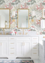 Brie Pink Forest Flowers Wallpaper with Modern Botanical Motif - A-Street Prints 2973-90014