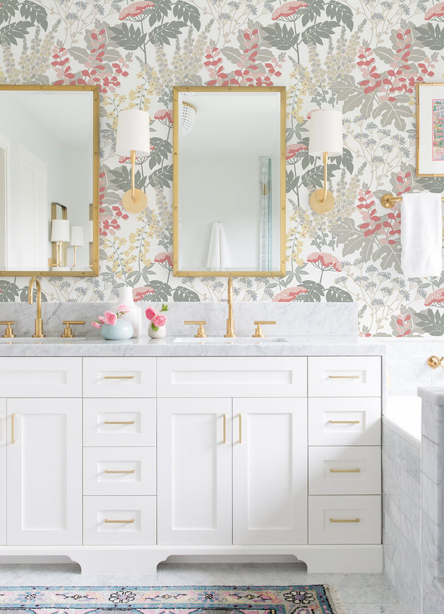 Brie Pink Forest Flowers Wallpaper with Modern Botanical Motif - A-Street Prints 2973-90014