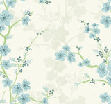 Nicolette Light Blue Floral Trail Wallpaper with Modern Botanical Flower Motif - A-Street Prints 2973-90107