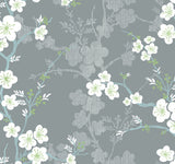 Nicolette Grey Floral Trail Wallpaper with Modern Botanical Flower Pattern - A-Street Prints 2973-90108