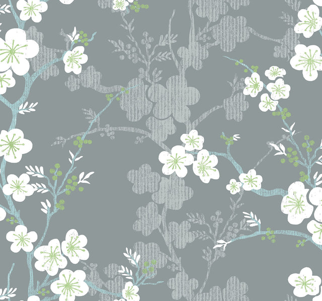 Nicolette Grey Floral Trail Wallpaper with Modern Botanical Flower Pattern - A-Street Prints 2973-90108