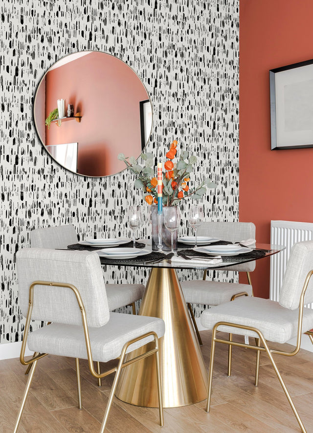 Dwell Black Brushstrokes Wallpaper with Abstract Modern Pattern - A-Street Prints 2973-90201