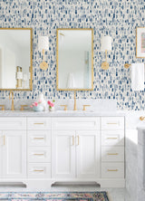 Dwell Navy Brushstrokes Blue Wallpaper with Abstract Modern Pattern - A-Street Prints 2973-90202