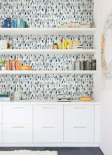 Dwell Navy Brushstrokes Blue Wallpaper with Abstract Modern Pattern - A-Street Prints 2973-90202