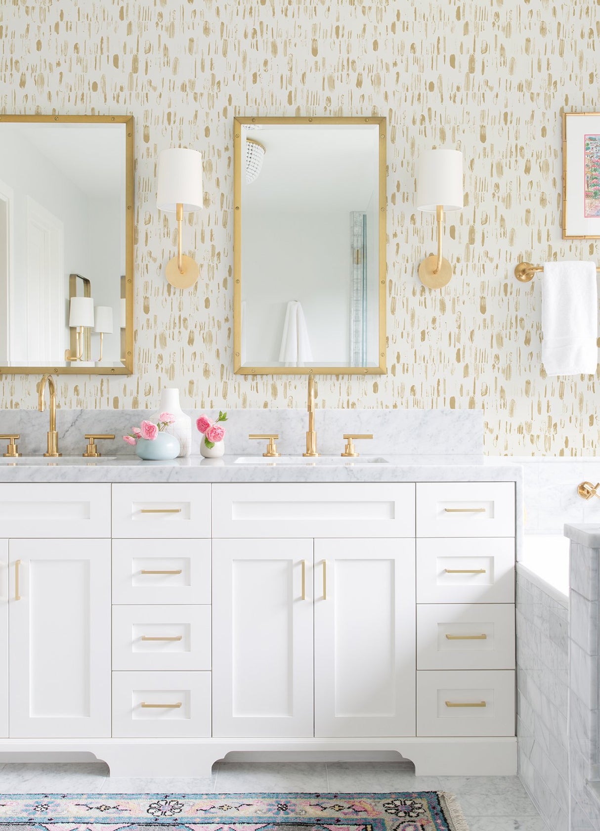 Dwell Gold Brushstrokes Wallpaper with Metallic Abstract Modern Pattern - A-Street Prints 2973-90203