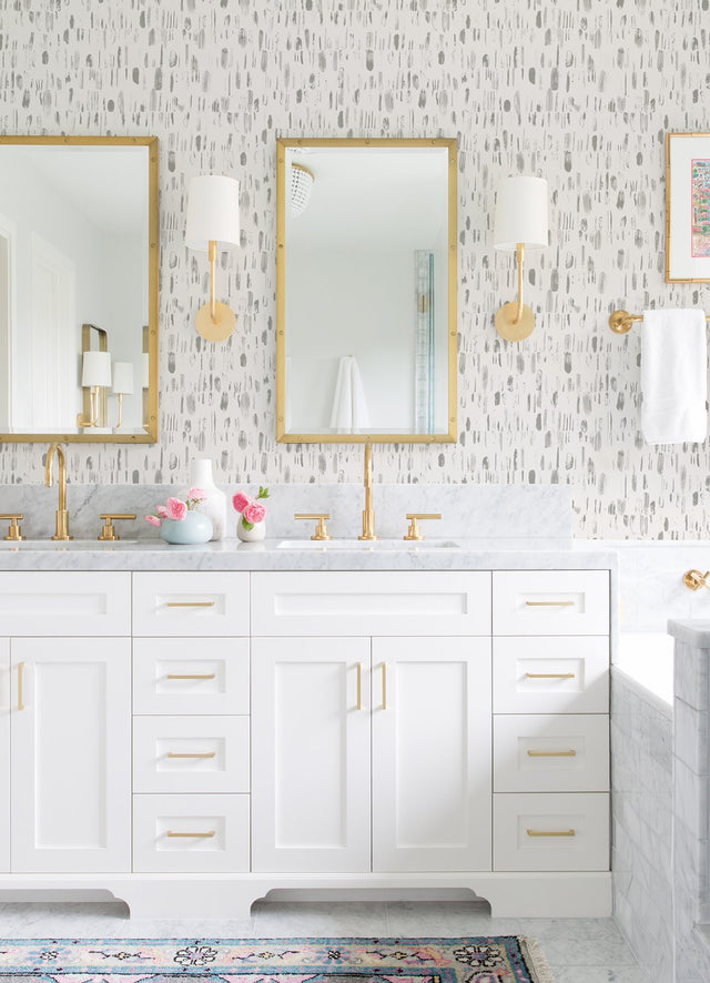 Dwell Grey Brushstrokes Wallpaper with Modern Abstract Metallic Accents - A-Street Prints 2973-90204