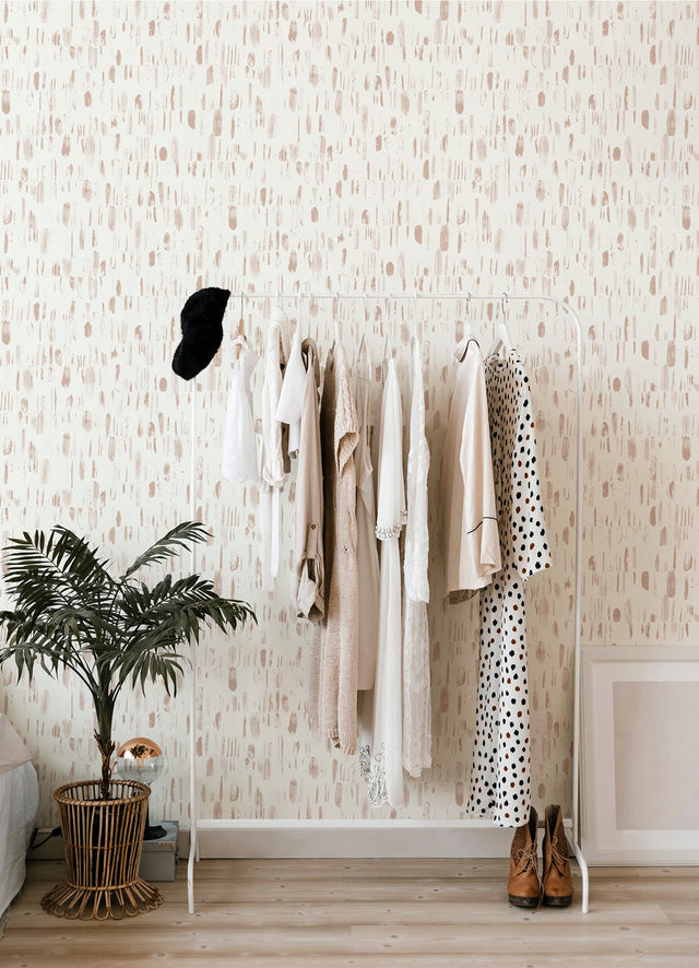 Dwell Pink Brushstrokes Wallpaper with Modern Abstract Metallic Accents - A-Street Prints 2973-90205