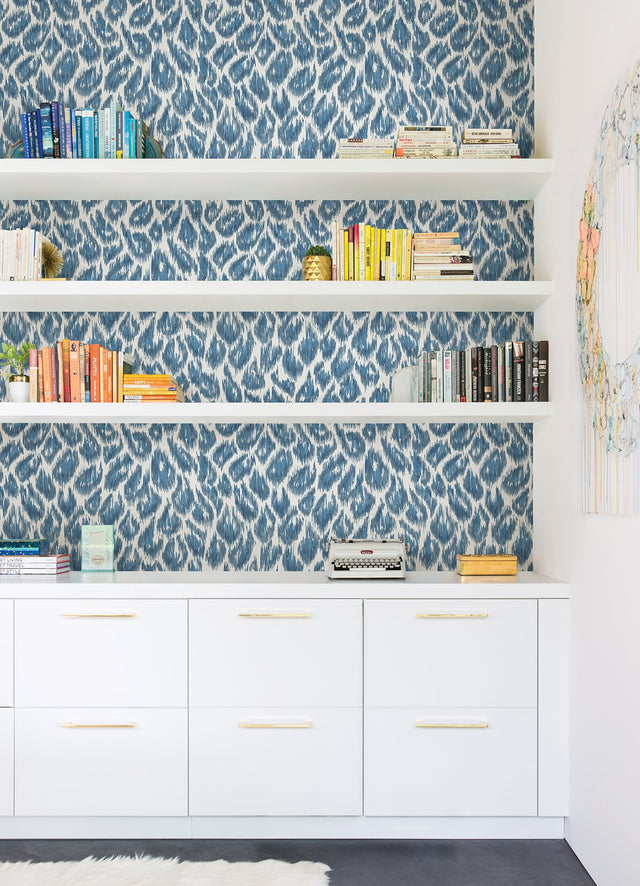 Electra Blue Leopard Spot String Wallpaper with Animal Print Glam Style - A-Street Prints 2973-90301