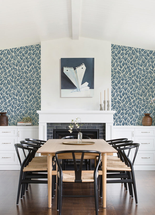 Electra Blue Leopard Spot String Wallpaper with Animal Print Glam Style - A-Street Prints 2973-90301