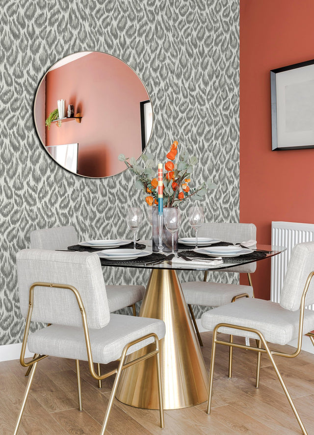 Electra Grey Leopard Spot String Wallpaper with Glam Animal Print - A-Street Prints 2973-90302